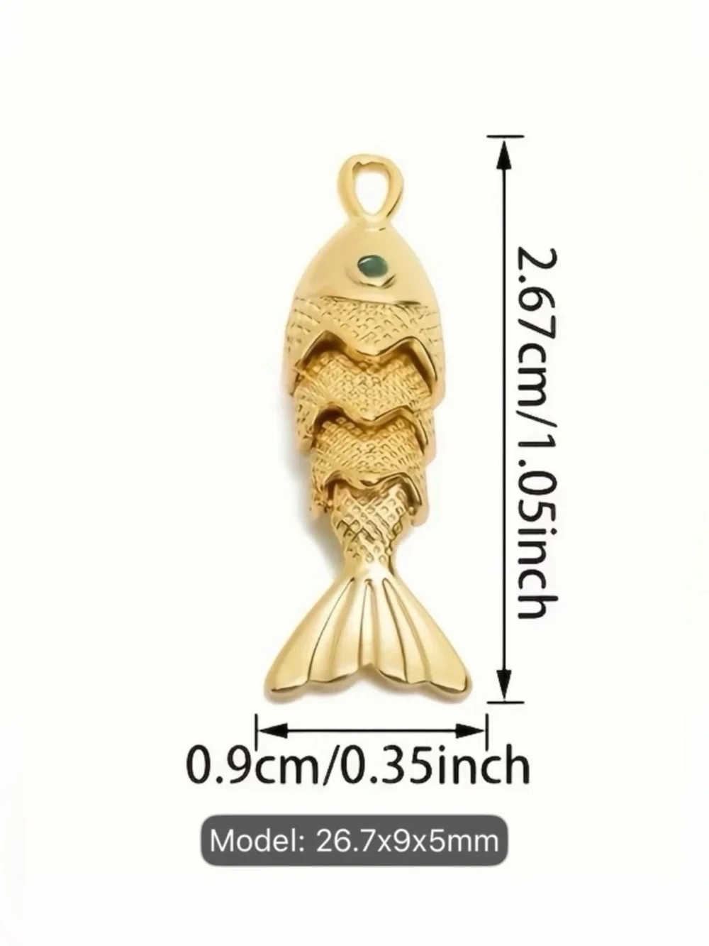 Gold Fish Pendant Charm - Gold Color